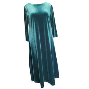 Chico's Travelers Velvet Maxi Dress Size 2 Enchanted Forest Green V-Back NWT